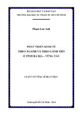 Luận văn Phát triển kinh tế theo ngành và theo lãnh thổ ở tỉnh Bà Rịa – Vũng Tàu
