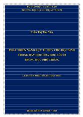 Luận văn Phát triển năng lực tư duy cho học sinh trong dạy học hóa học lớp 10 trung học phổ thông