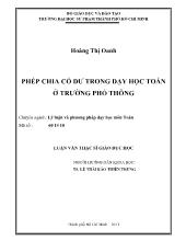 Luận văn Phép chia có dư trong dạy học toán ở trường phổ thông