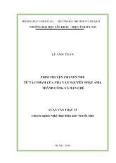 Luận văn Phim truyện chuyển thể từ tác phẩm của nhà văn Nguyễn Nhật Ánh, thành công và hạn chế