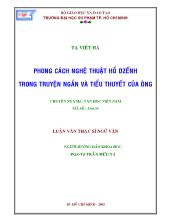 Luận văn Phong cách nghệ thuật hồ Dzếnh trong truyện ngắn và tiểu thuyết của ông