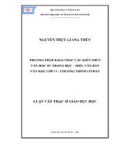 Luận văn Phương pháp khai thác các kiến thức văn học sử trong đọc – Hiểu văn bản văn học lớp 11 - Chương trình cơ bản