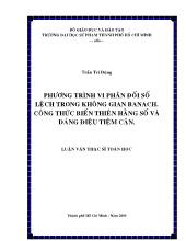 Luận văn Phương trình vi phân đối số lệch trong không gian banach. công thức biến thiên hằng số và dáng điệu tiệm cận