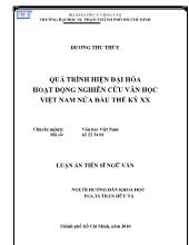 Luận văn Quá trình hiện đại hóa hoạt động nghiên cứu văn học Việt Nam nửa đầu thế kỷ XX