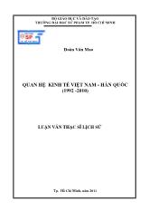 Luận văn Quan hệ kinh tế Việt Nam - Hàn quốc (1992 - 2010)