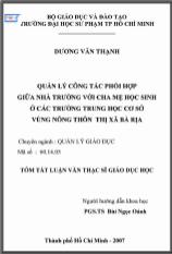 Luận văn Quản lý công tác phối hợp giữa nhà trường với cha mẹ học sinh ở các trường trung học cơ sở vùng nông thôn thị xã Bà Rịa