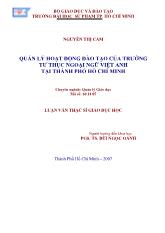 Luận văn Quản lý hoạt động đào tạo của trường tư thục ngoại ngữ Việt Anh tại thành phố Hồ Chí Minh