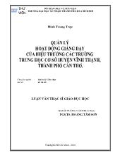 Luận văn Quản lý hoạt động giảng dạy của hệ thống các trường THCS huyện Vĩnh Thạnh, Thành phố Cần Thơ