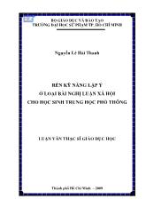 Luận văn Rèn kỹ năng lập ý ở loại bài nghị luận xã hội cho học sinh trung học phổ thông