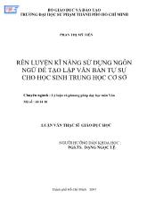 Luận văn Rèn luyện kĩ năng sử dụng ngôn ngữ để tạo lập văn bản tự sự cho học sinh trung học cơ sở