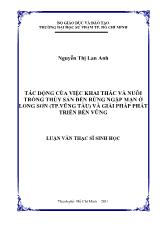 Luận văn Tác động của việc khai thác và nuôi trồng thủy sản đến rừng ngập mặn ở Long Sơn (tp. Vũng Tàu) và giải pháp phát triển bền vững