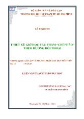 Luận văn Thiết kế giờ học tác phẩm “chí phèo” theo hướng đối thoại