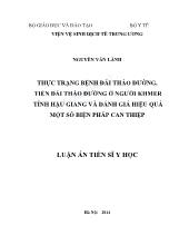 Luận văn Thực trạng bệnh đái tháo đường, tiền đái tháo đường của người khmer tỉnh hậu giang và đánh giá hiệu quả một số biện pháp can thiệp
