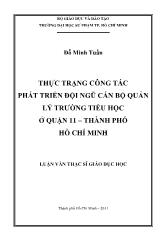 Luận văn Thực trạng công tác phát triển đội ngũ cán bộ quản lý trường tiểu học ở quận 11 – thành phố Hồ Chí Minh