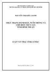 Luận văn Thực trạng đánh bắt, nuôi trồng và chế biến thủy sản tỉnh Bình Thuận