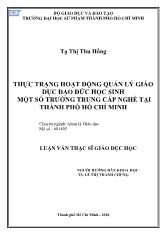 Luận văn Thực trạng hoạt động quản lý giáo dục đạo đức học sinh một số trường trung cấp nghề tại thành phố Hồ Chí Minh