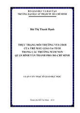 Luận văn Thực trạng môi trường vui chơi của trẻ mẫu giáo 5 - 6 tuổi trong các trường mầm non quận Bình Tân thành phố Hồ Chí Minh