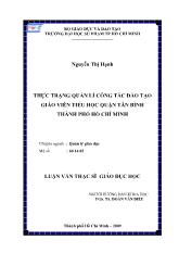 Luận văn Thực trạng quản lí công tác đào tạo giáo viên tiểu học quận tân bình thành phố Hồ Chí Minh