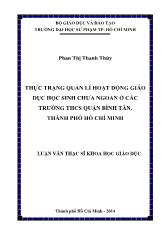 Luận văn Thực trạng quản lí hoạt động giáo dục học sinh chưa ngoan ở các trường THCS quận bình tân, thành phố Hồ Chí Minh