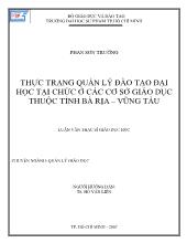 Luận văn Thực trạng quản lý đào tạo đại học tại chức ở các cơ sở giáo dục thuộc tỉnh Bà Rịa – Vũng Tàu