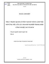 Luận văn Thực trạng quản lý đào tạo kỹ năng làm việc đáp ứng yêu cầu của doanh nghiệp trong khu công nghệ caoTP Hồ Chí MInh