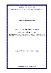 Luận văn Thực trạng quản lý đổi mới phương pháp dạy học tại trường cao đẳng sư phạm Nha Trang