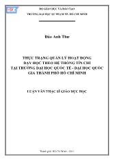 Luận văn Thực trạng quản lý hoạt động dạy học theo hệ thống tín chỉ tại trường đại học quốc tế - Đại học quốc gia thành phố Hồ Chí Minh