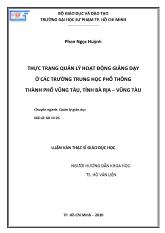 Luận văn Thực trạng quản lý hoạt động giảng dạy ở các trường trung học phổ thông thành phố Vũng Tàu, tỉnh Bà Rịa – Vũng Tàu