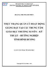 Luận văn Thực trạng quản lý hoạt động giảng dạy tại các trung tâm giáo dục thường xuyên – Kỹ thuật – hướng nghiệp tỉnh Bình Dương
