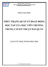 Luận văn Thực trạng quản lý hoạt động học tập của học viên trường trung cấp kỹ thuật hải quân