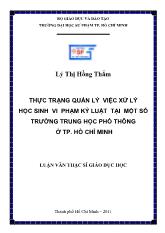 Luận văn Thực trạng quản lý việc xử lý học sinh vi phạm kỷ luật tại một số trường trung học phổ thông ở TP Hồ Chí Minh