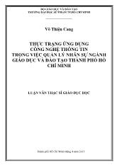Luận văn Thực trạng ứng dụng công nghệ thông tin trong việc quản lý nhân sự ngành giáo dục và đào tạo thành phố Hồ Chí Minh