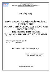 Luận văn Thực trạng và biện pháp quản lí việc đổi mới phương pháp giảng dạy tiếng Anh ở các trường trung học phổ thông tại quận 6 thành phố Hồ Chí Minh