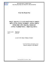 Luận văn Thực trạng và giải pháp phát triển bền vững nông nghiệp - Nông thôn tỉnh phú yên trong thời kỳ công nghiệp hóa - Hiện đại hóa