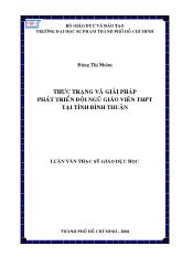 Luận văn Thực trạng và giải pháp phát triển đội ngũ giáo viên THPT tại tỉnh Bình Thuận