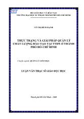 Luận văn Thực trạng và giải pháp quản lý chất lượng đào tạo tại trung tâm dạy nghề ở thành phố Hồ Chí Minh