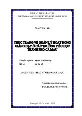Luận văn Thực trạng về quản lý hoạt động giảng dạy ở trường tiểu học thành phố Cà Mau