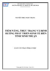 Luận văn Tiềm năng, thực trạng và định hướng phát triển kinh tế biển tỉnh Ninh Thuận