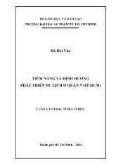 Luận văn Tiềm năng và định hướng phát triển du lịch ở quận 9 (tp. Hồ Chí Minh)