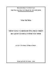 Luận văn Tiềm năng và định hướng phát triển du lịch văn hóa ở tỉnh Tây Ninh