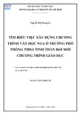 Luận văn Tìm hiểu việc xây dựng chương trình văn học Nga ở trường phổ thông theo tinh thần đổi mới chương trình giáo dục