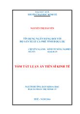 Luận văn Tín dụng ngân hàng đối với hộ sản xuất cà phê tỉnh Đắk Lắk
