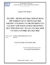 Luận văn Tổ chức - Hướng dẫn học sinh sử dụng thí nghiệm vật lý trong dạy học chương “cân bằng và chuyển ðộng của vật rắn” lớp 10 ban cơ bản nhằm phát huy tính tích cực, tự lực của học sinh và nâng cao hiệu quả dạy học