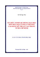 Luận văn Tổ chức seminar trong dạy học môn hóa đại cương ở trường cao đẳng kỹ thuật Cao Thắng tp Hồ Chí Minh