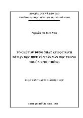 Luận văn Tổ chức sử dụng nhật ký đọc sách để dạy đọc hiểu văn bản văn học trong trường phổ thông