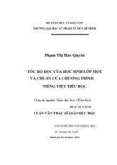 Luận văn Tốc độ đọc của học sinh lớp một và chuẩn của chương trình tiếng việt tiểu học