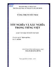 Luận văn Tốt nghĩa và xấu nghĩa trong Tiếng Việt