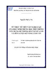 Luận văn Từ thực tế viết văn nghị luận của học sinh trung học phổ thông xây dựng hệ thống bài tập sửa lỗi và rèn luyện kĩ năng làm văn