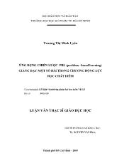 Luận văn Ứng dụng chiến lược pbl (problem – based learning) giảng dạy một số bài trong chương động lực học chất điểm