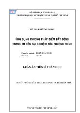 Luận văn Ứng dụng phương pháp điểm bất động trong sự tồn tại nghiệm của phương trình
